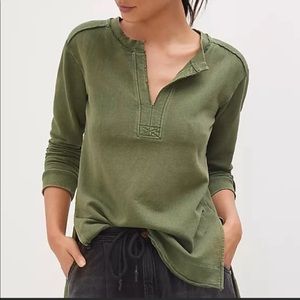 Anthropologie Pilcro Split Hem Back Green Tunic Top